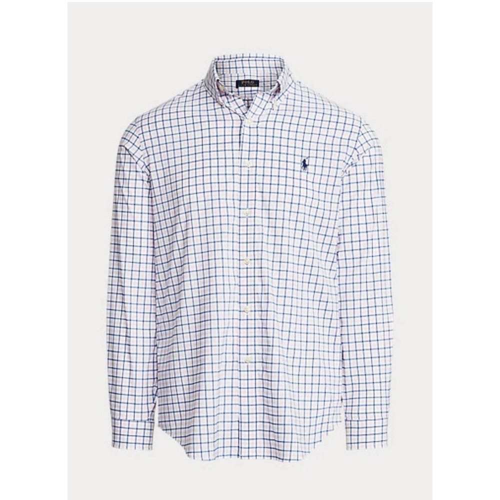 Polo Ralph Lauren Classic Fit Tattersall Performance Shirt Pink & Blue Sz-S